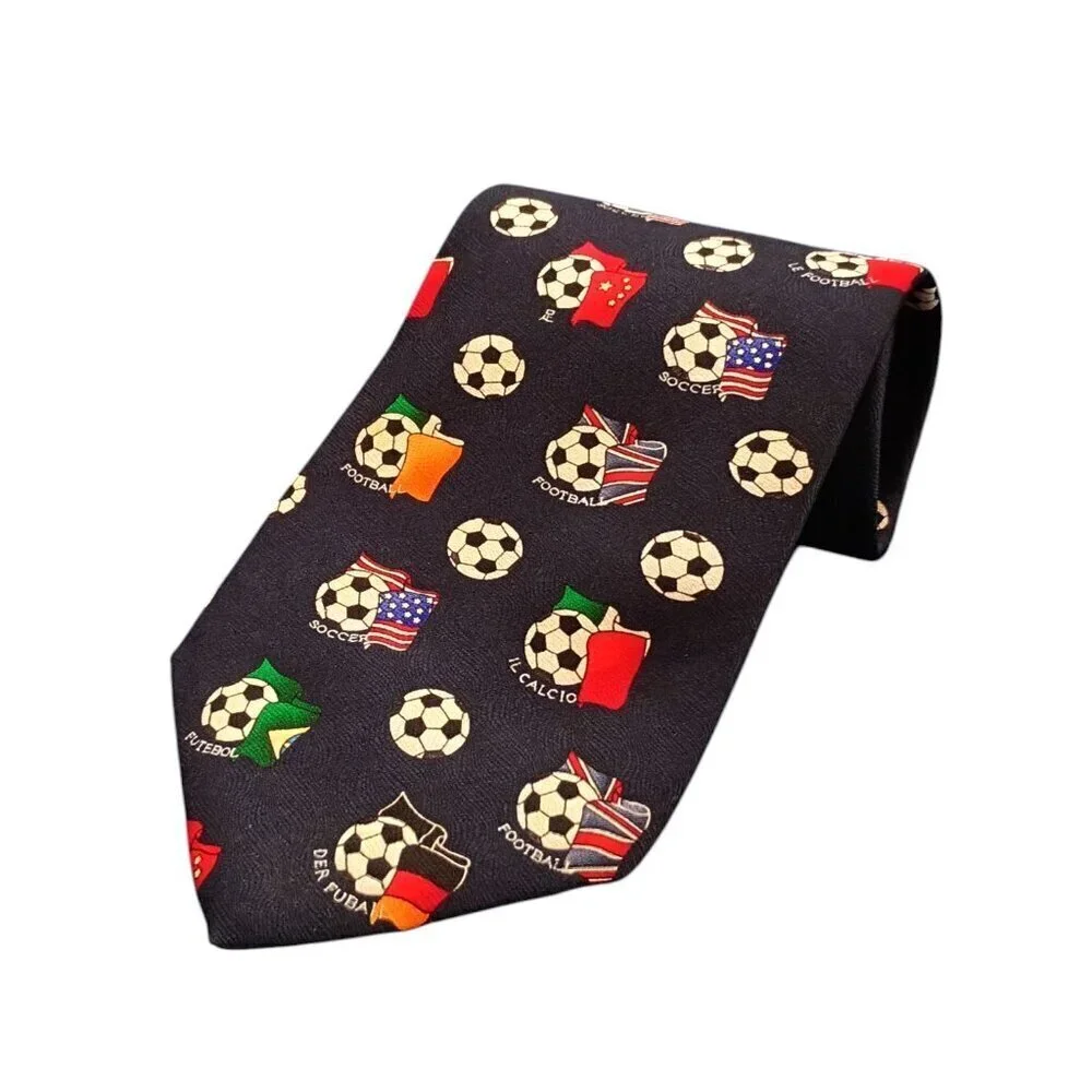 Vintage UNICEF Soccer Silk Necktie Blue Men's Sports Tie